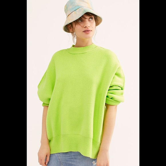 Free People Tops Easy Street Tunic In Bright Lime Sizel Poshmark